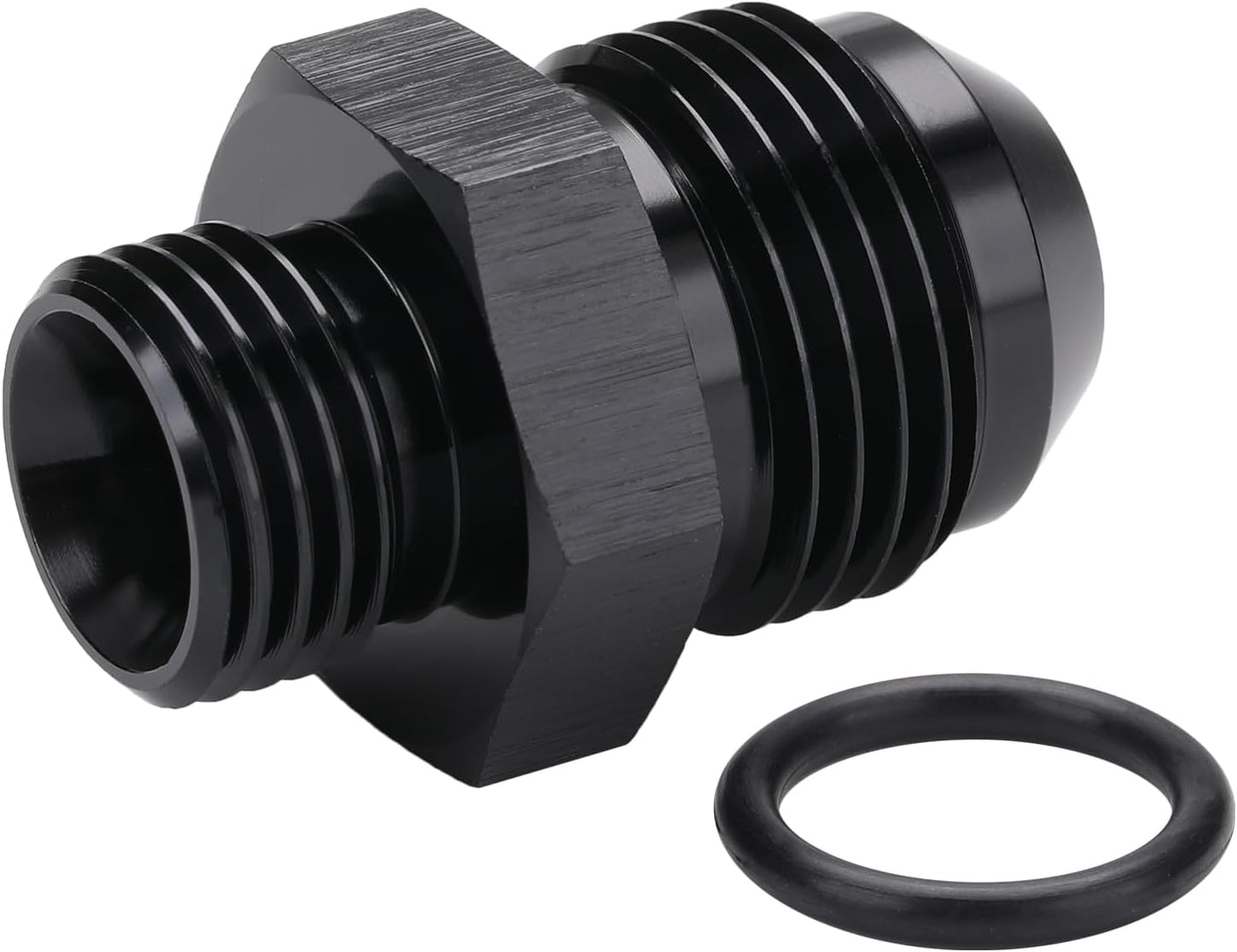 8AN Male Flare to 6AN ORB O-ring Boss Fuel Pump Rail Adapter Fitting Aluminum Black