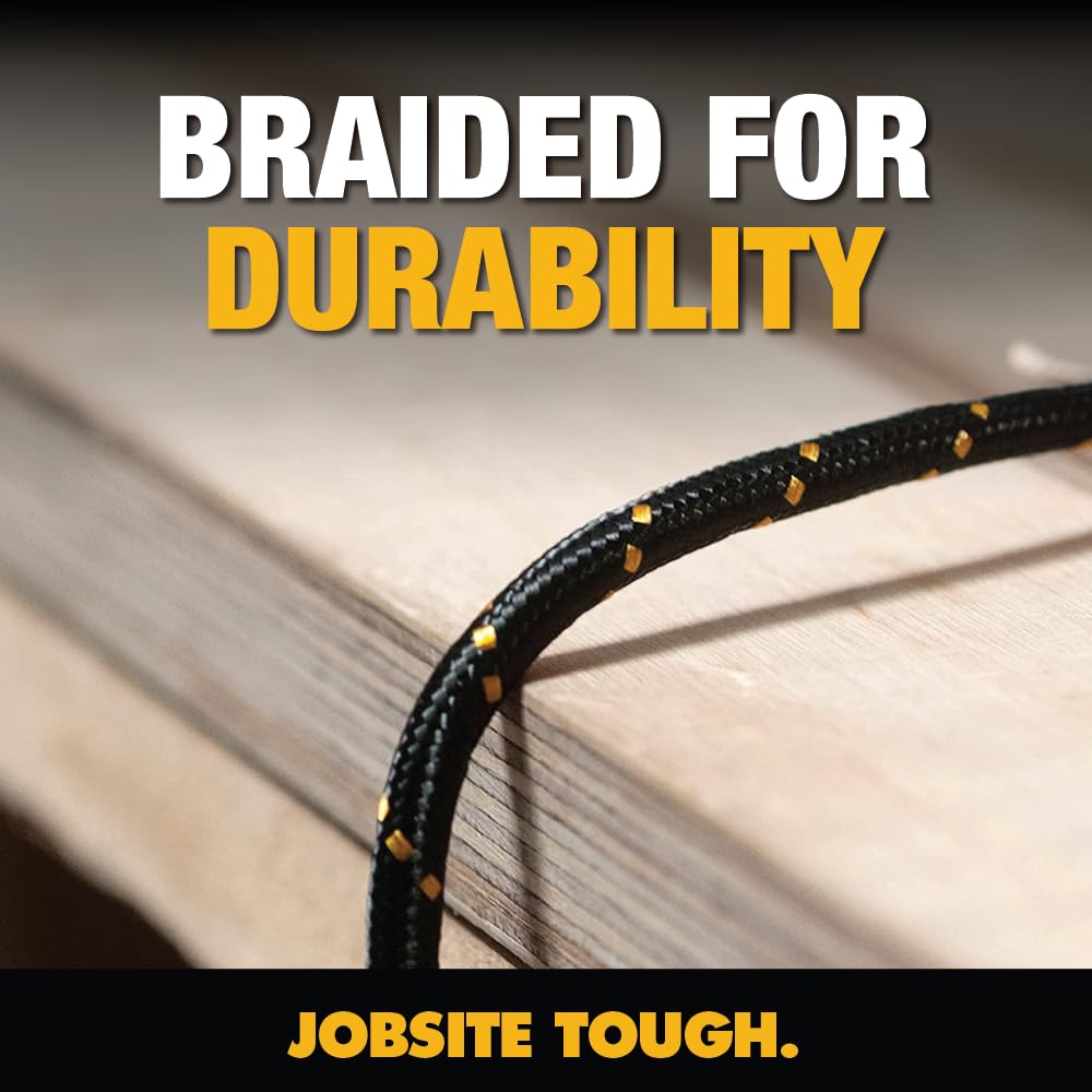 DEWALT Heavy Duty USB A to Lightning Cable [Apple MFi Certified] Durable iPhone Charger, Lightning Cables, Fast Charging iPhone Charger Cord Compatible w/iPhones 14/13/12/11 Pro Max iPad AirPods, 6FT