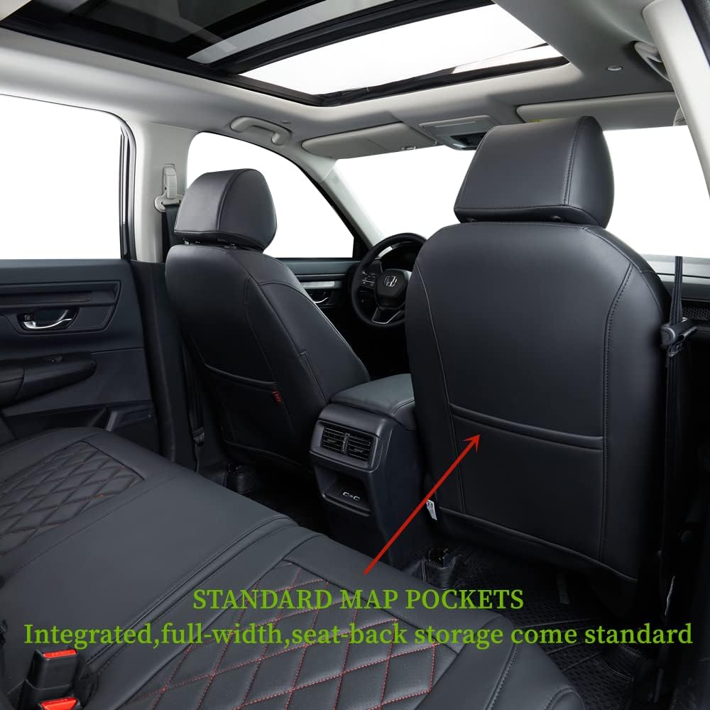 coverdream Custom Seat Covers Compatible with Select Honda CRV 2015 2016 Models - Leatherette (Red/Black,Full Set)