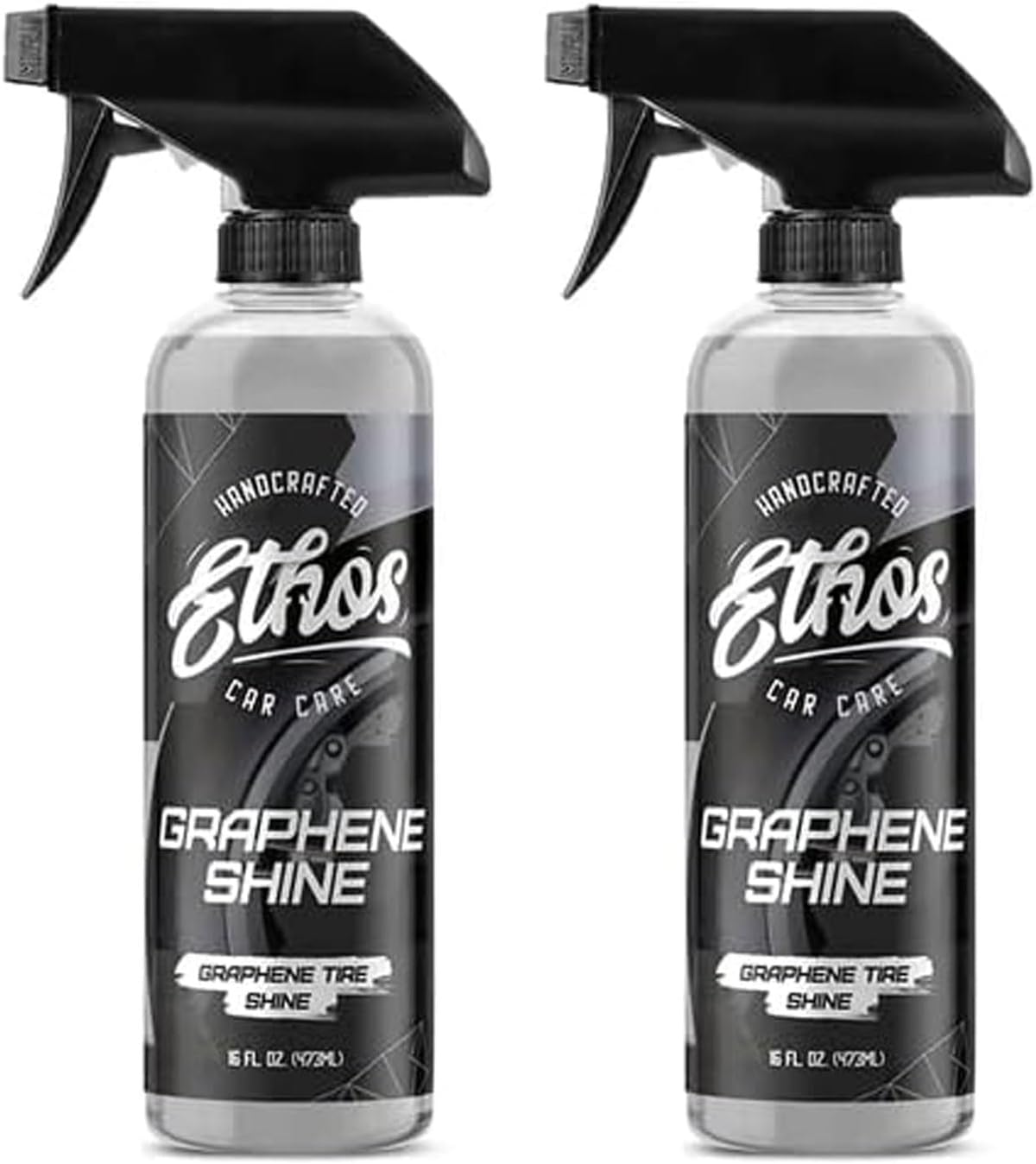 Ethos Graphene Shine - Trim & Tire Shine Spray, High Sheen, Non Greasy, Sling Free Finish! Conditions and Protects Rubber with UV Protection (16 Oz - 2Pack)