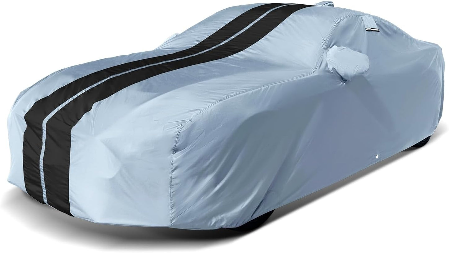 iCarCover Custom SUV Cover for Pontiac Trans AM (1982-1990) Waterproof All-Weather Rain Snow UV Sun Protector Full Exterior Indoor Outdoor Car Cover (Stripe - Gray/Black)