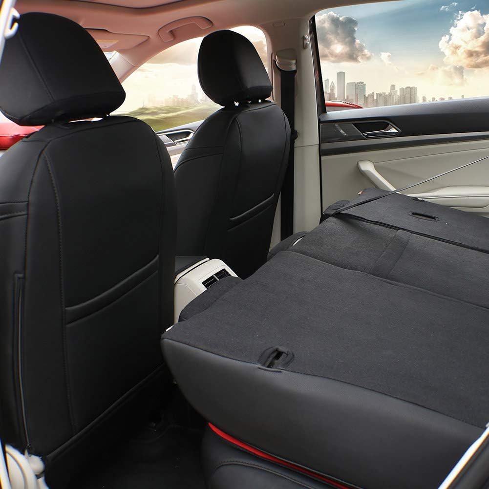 EKR Sportage Seat Covers Custom Fit for KIA Sportage S,EX,LX,SX,SX Turbo 2017 2018 2019 2020 2021 2022 Leather Car Seat Cover Full Set - Faux Leather (Black with Red Piping)