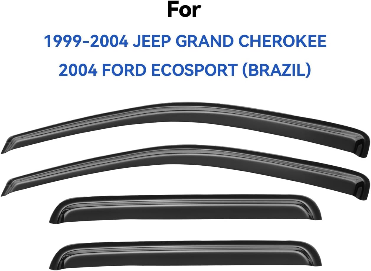 Window Visors Rain Guards Shield for 1999-2004 Jeep Grand Cherokee, Out-Channel Window Vent Wind Deflectors Visors Shades for 2004 Ford Ecosport (Brazil)