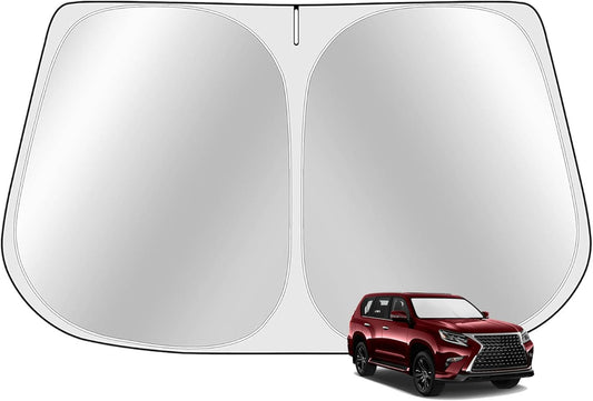 Custom Fit Windshield Sun Shade for Le-xus GX460 2010-2023 - Full Coverage, 210T Reflective Fabric, Double-Layer Design - Blocks 99% UV Rays, Keeps Car Cool, Easy to Install and Store