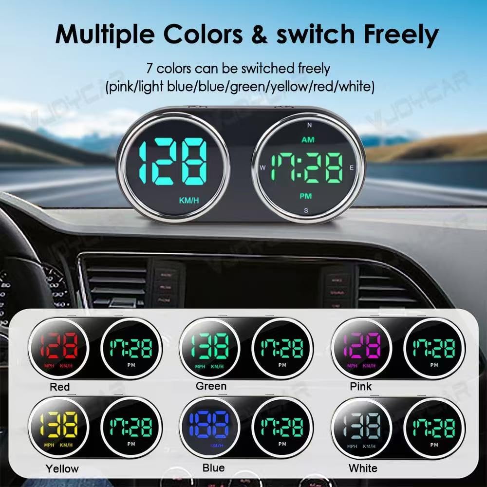 GPS Heads Up Display for Cars Digital Dashboard Speedomete with MPH/KMH, Universal HUD Display Car with 2M USB Cable and Clock, QC3.0 Fast Charger, Plug & Play for Car Boat Truck Motor SUV Golf Cart
