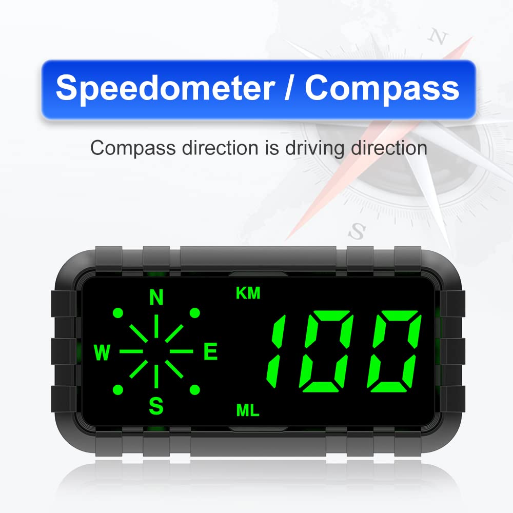Heads Up Display for Car Digital GPS Speedometer kit MPH Odometer Automotive Compass for Dashboard HUD Fatigued Driving Alert Speeding Alarm for Trucks Golf cart All Vehicles (C3010)