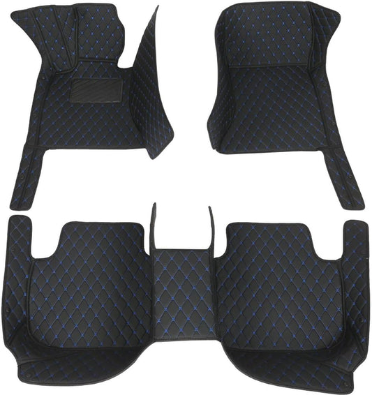Customized Personalized car Floor mats, All-Weather Luxury car Floor mats, Waterproof and Anti Slip Leather car Floor mat Lining, 95% Customized car, Truck, and SUV Floor mats (Black Blue)