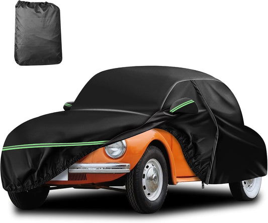 for VW 1960-1980 Volkswagen Beetle Bug Sedan 2-Door Saloon Car Covers 210D Outdoor Waterproof UV, Custom-fit Protective Full Covers with Cotton Layer, Zipper Door, Reflective Strip, Storage Bag
