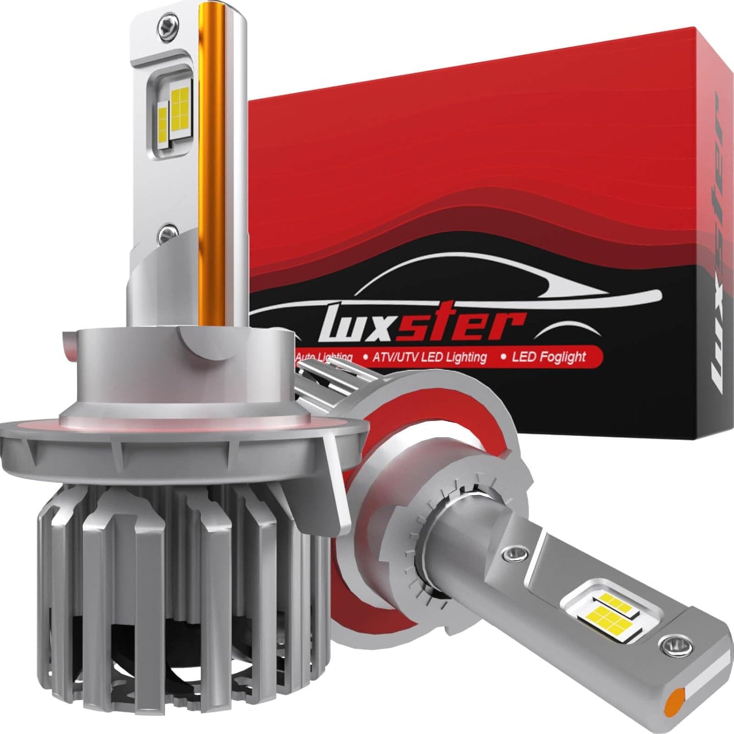 LUXSTER H13 9008 LED Light Bulbs, Dual Beam, 30000lm Super Bright, 55W HolyKnight Series, Foglight Bulbs, 6000K Cool White, Pack of 2