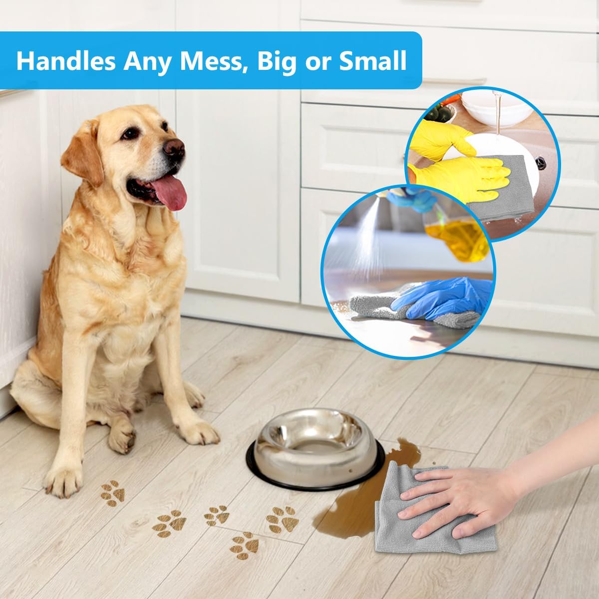 GLIMGLINT Microfiber Cleaning Cloth, 100 Pack Cleaning Rags, Lint-Free, Ultra Absorbent Reusable Paper Towels for Home, Kitchen, Car, Garage or Shop, Dish Rags, 11" x 9", Grey