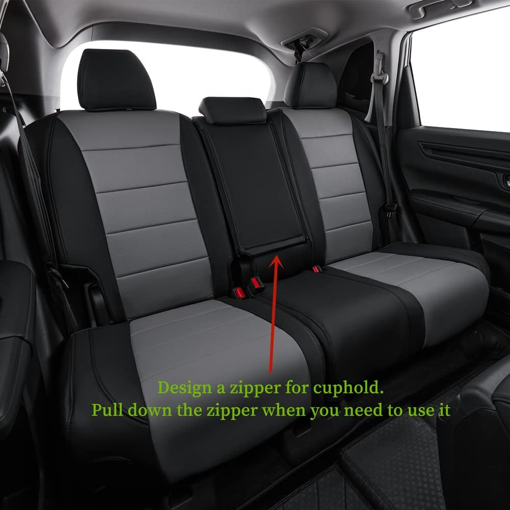 coverdream Custom Seat Covers Compatible with Select Honda CRV 2015 2016 Models - Leatherette (Black/Gray,Full Set)