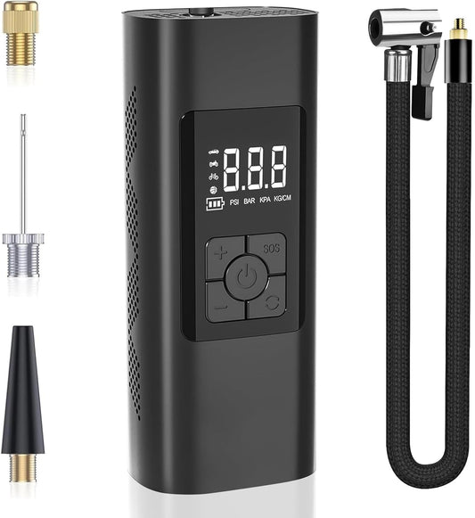 Tire Inflator Portable Air Compressor - Air Pump for Car Tires with Tire Pressure Gauge (120 PSI) - Portable Tire Inflator for Car, Tire Pump for Motorcycle, Bicycle and More