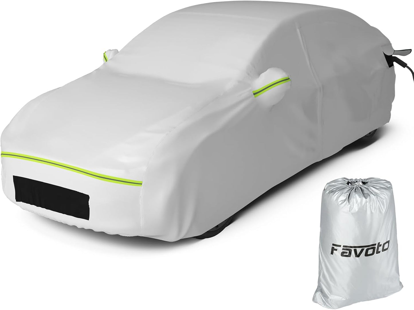 Favoto Car Cover for Tesla Model Y - Custom Fit Vehicle Cover 6 Layers Waterproof All Weather Outdoor Rain Snow Sun Dust Protection with Charging Port Ventilated Mesh Door Zipper