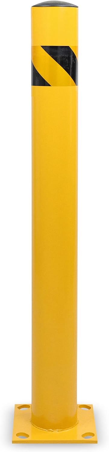 BISupply Safety Bollard Post Parking Barrier 1 Pack - 42in Yellow Pipe Bolt Down Bollard for Garage Lot