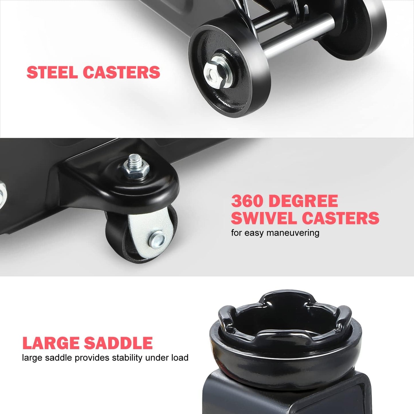 DNA MOTORING TOOLS-00234 Low Profile Hydraulic Trolley Service/Floor Jack, 2 Ton (4000 lbs) Capacity, Lifting Range 5.1"-13", Black