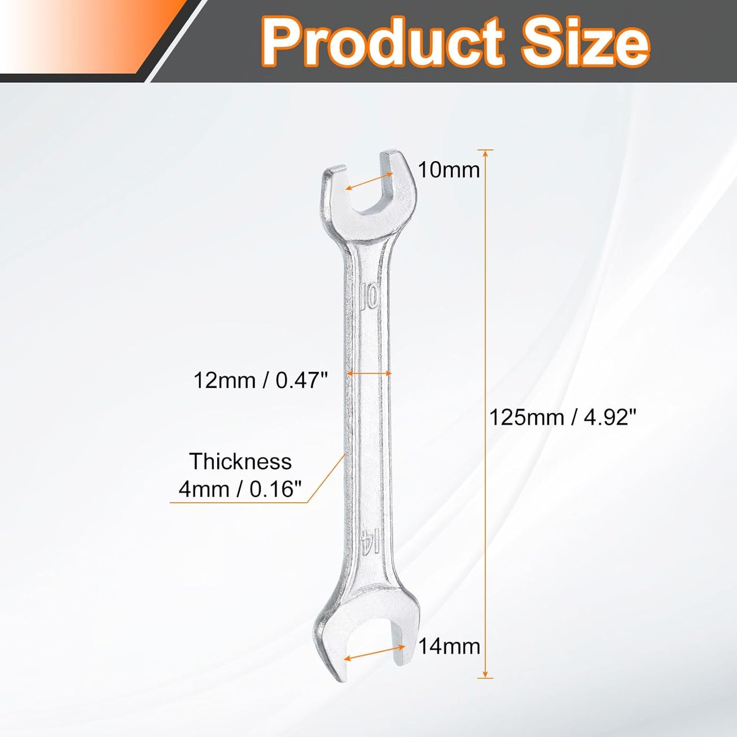 HARFINGTON 2pcs Double Open End Wrench 10mm x 14mm Metric 15 Degree Offset Angle Small Flat Head Wrench Galvanizing Open Ended Spanner for Automotive Repair Furniture Assembly