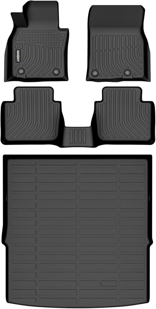 GINOWY- Floor Mats & Cargo Liner for Mazda CX50 2023-2025, TPE All Weather Protection 2024 CX50 Car Mats Waterproof Non-Slip Trunk Mat CX-50 Automotive Accessories Black