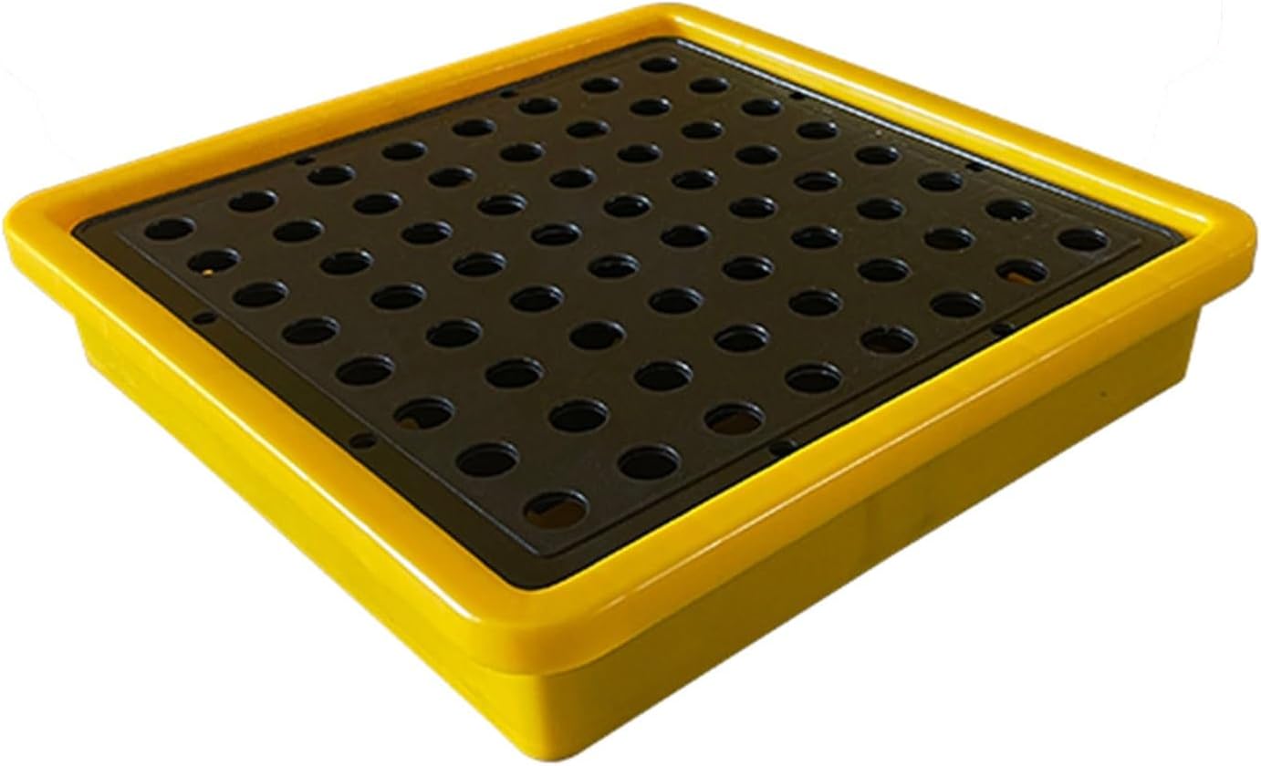 Drum Containment Spill Pallet, Industrial Nestable Oil Drums Leak-Proof Tray, Garage Storage Detachable Anti Slip Polyethylene Platform with Drain (Color : Yellow-2 Pack, Size : 13.4"x13.4"x