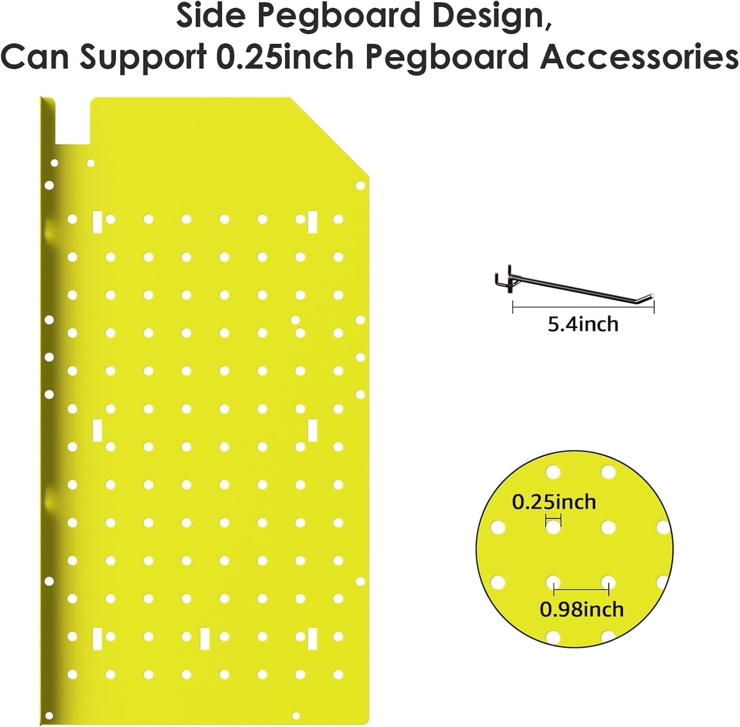 CCCEI Green Large Tools Organizer Wall Mount Charging Station, 39 Inch Long Power Tool Battery Storage Rack with 6FT Power Strip. 8 Drill Holder, Garage Utility Shelves. Pegboard Hanging Extension.