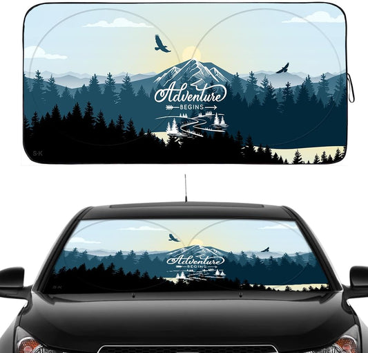 Gven Windshield Shade, Car Sun Shade for Front Windshield Sun Visor Protector Blocks UV Rays Foldable 210T Keep Your Vehicle Cool
