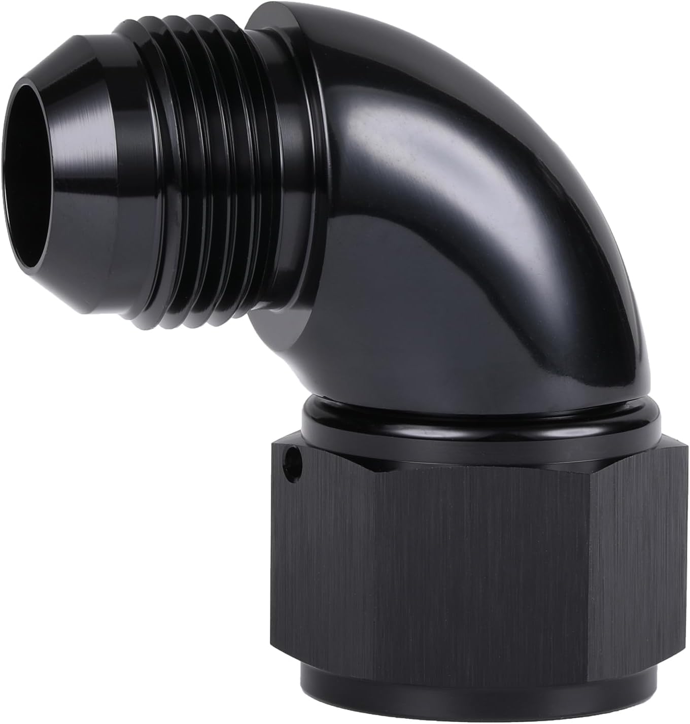 90 Degree 12AN Male to 12AN Female Swivel Full Flow Fitting Adapter Coupler Aluminum Black