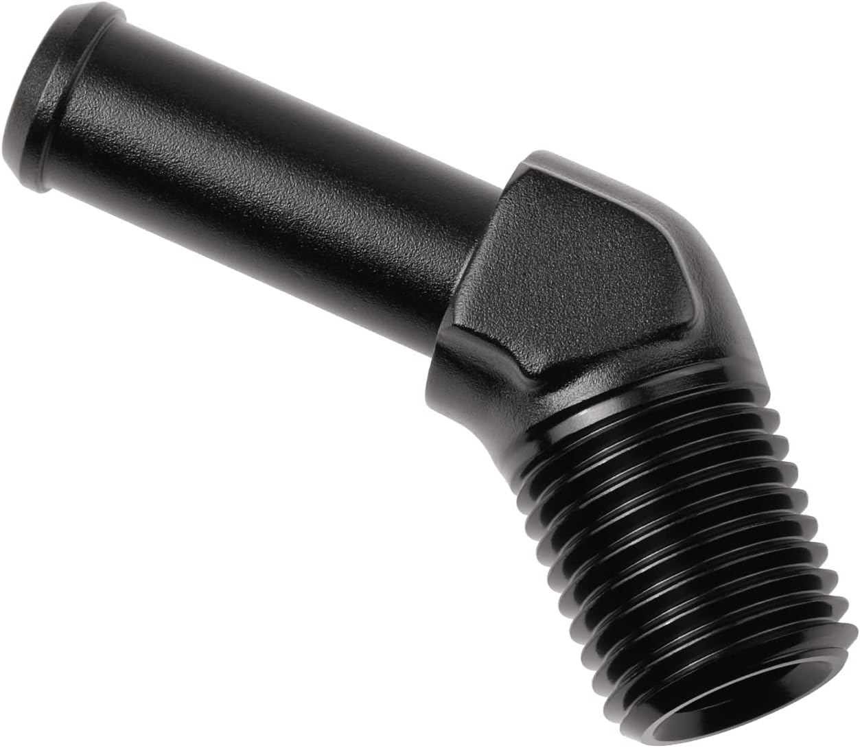 1/4 NPT Male to 3/8" Hose Barb Fitting Adapter 45 Degree Elbow Aluminum Black