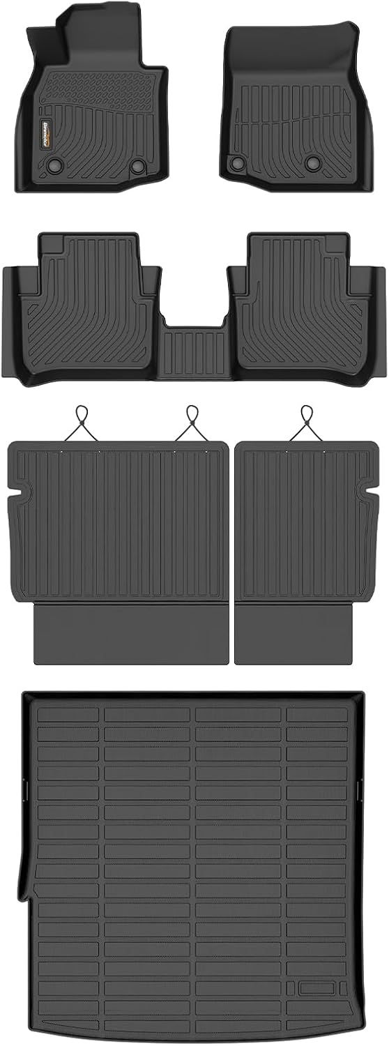 Binmotor-Floor Mats & Cargo Liner Set for Mazda CX50 Hybird 2025, All Weather Car Floor Mat Seatback Cargo for CX 50 Hybird Accessories, Rubber Mats TPE Car Liners for CX-50 Hybird Trunk Liner-Black