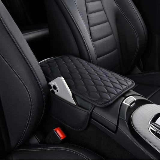 Car Armrest Cover Leather Car Console Covers Box Pad with Pocket and Tissue Box Arm Rest Cover for Car for SUV Truck Sedan Vehicle (Thin-bark)