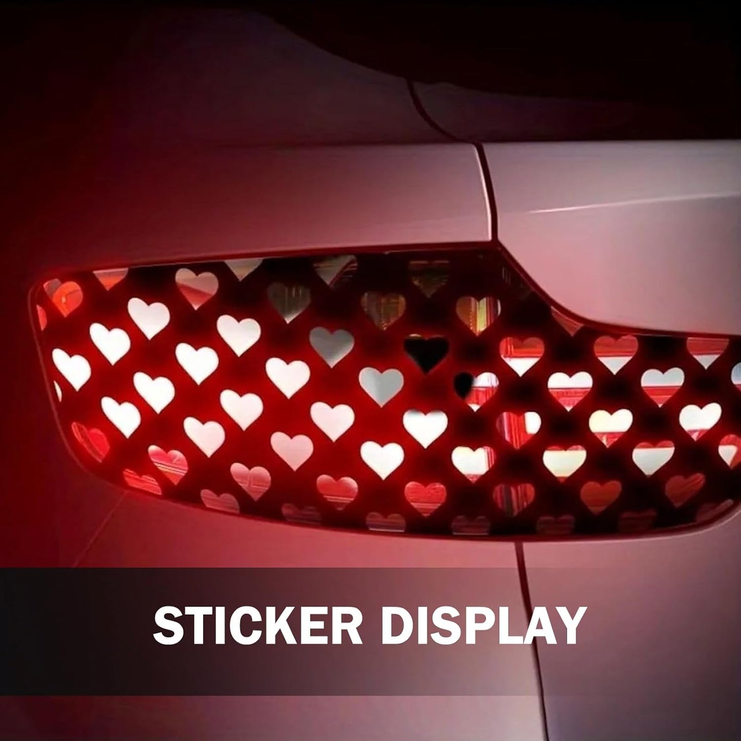 Car Rear Tail Light Lamp Stickers, Hollow Heart Pattern Sticker, Waterproof Taillight Tint Film Sheet for Car Rear Tail Lights, Funny DIY Headlamp Taillight Cover Trim (Pink)