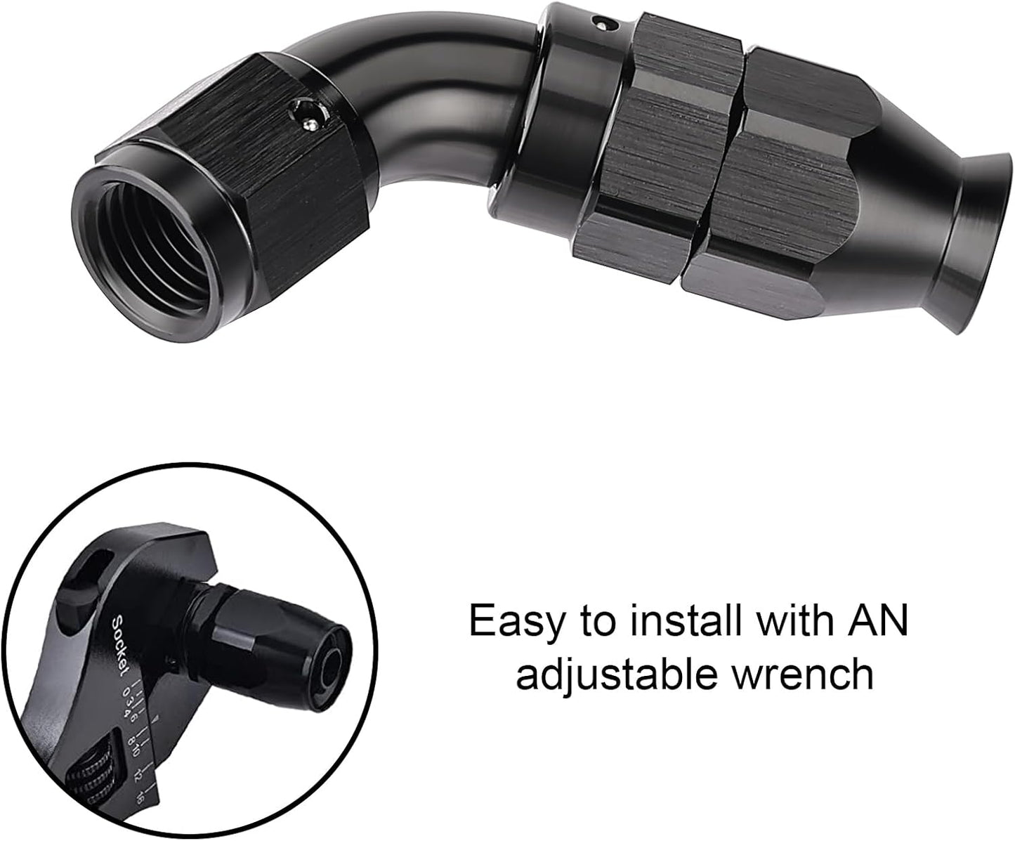 EVIL ENERGY 4AN 60 Degree PTFE One Piece Full Flow End Hose Fitting Aluminum Black