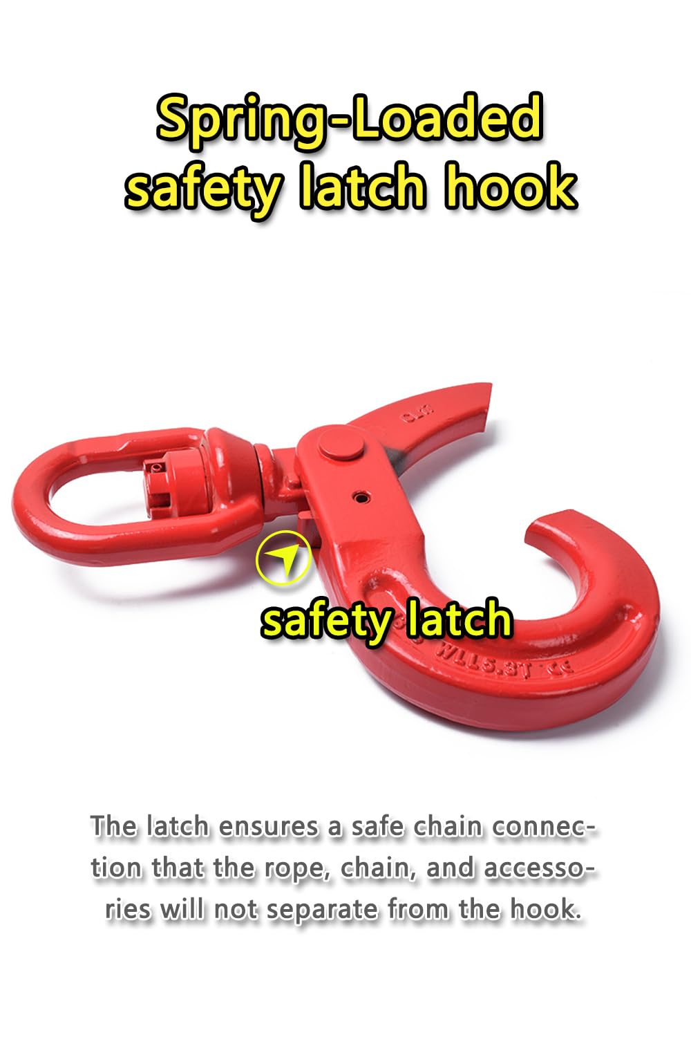Heavy Duty Swivel Lifting Hook - 4410 lbs Capacity - Hoist Hook Sling for Heavy Cargo