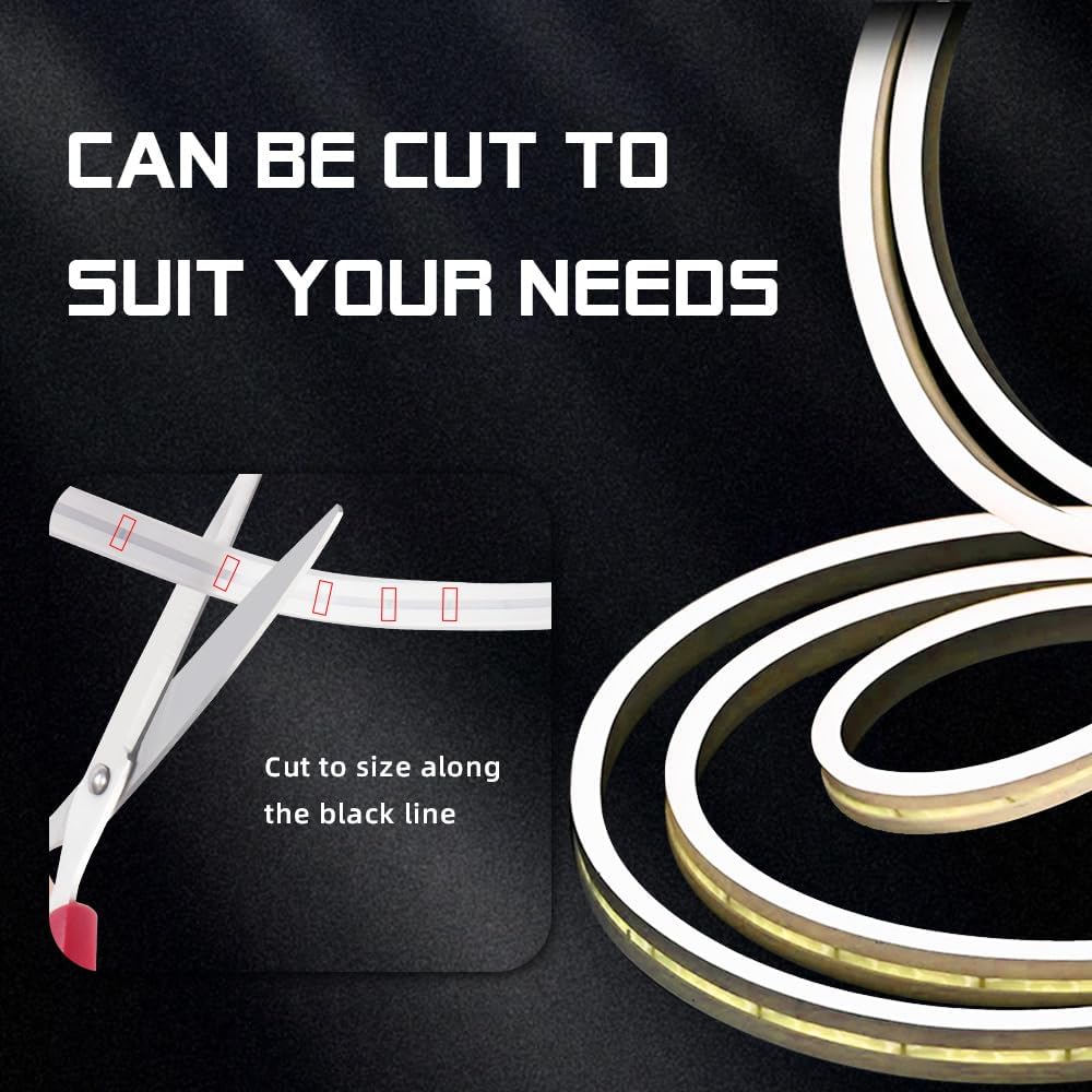 Car LED Strip Light For Trunk, 158Inch IP67 Silicone Waterproof Neon Light Strip Embedded, Flexible Cutting Universal Auto Interior Lights(Warm White)