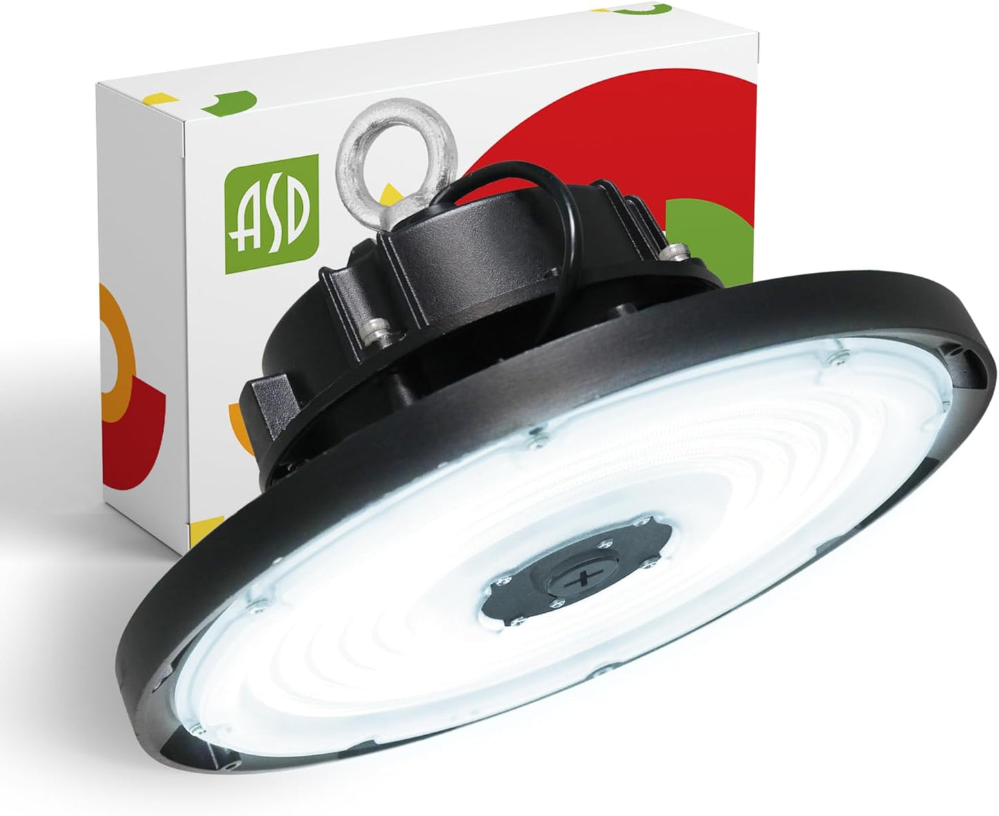 ASD LED High Bay UFO Light Fixture, Commercial Shop Lighting | Dimmable, IP69K Waterproof, DLC Premium, UL Listed | 150W 22000LM 5000K 277-480V | Warehouse, Garage, Workshop, Barn Lamp | Black, 6 Pack