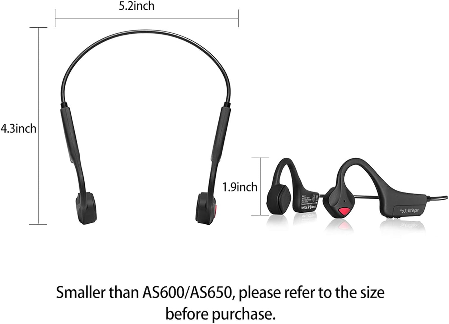 Bone Conduction Headphones - Bluetooth Running Earphones Open Ear Wireless Headset with Mic, Sweat Resistant Conducting Headphone for Workout Hiking Fitness Walking (Black)