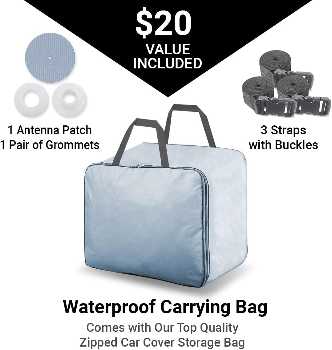 iCarCover Premium Car Cover for 1962-1968 Chevy Chevy II Wagon Heavy Duty Waterproof All Weather Automobiles Custom Fit Indoor Outdoor UV Snow Protection Covers with Straps and Bag