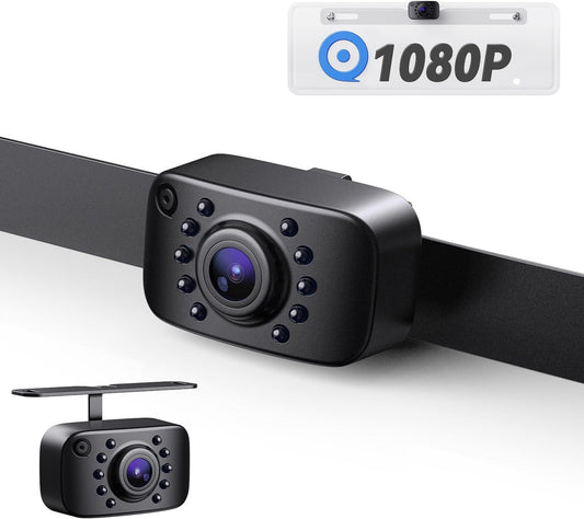 eRapta HD 1080P Backup Camera,AHD Compatible,License Plate Rear View Camera for Car,Metal Housing,IP69 Waterproof Rearview Universal Reverse Cam Kit for Vehicle SUV RV Pickup,AGQT01