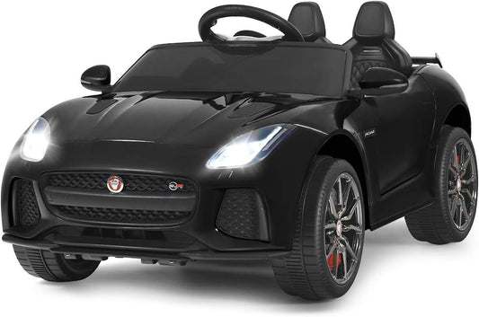 Costzon Ride on Car, 12V Licensed Jaguar F-Type SVR Battery Powered Kids' Electric Vehicles w/Remote Control, Front/Rear Lights, MP3/Music/3 Speeds/Spring Suspension, Kids Car Toy for Toddler (Black)