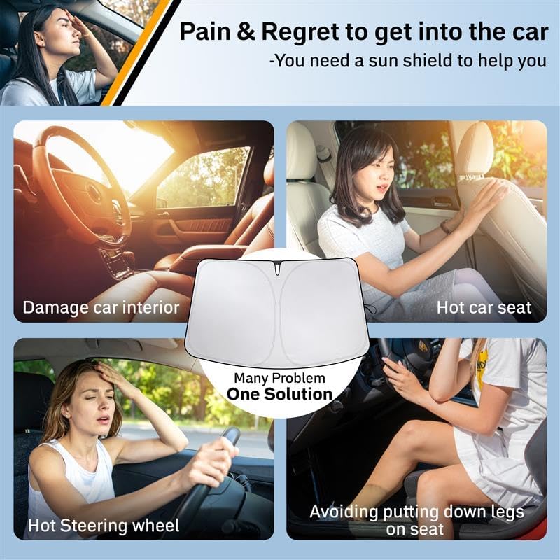 for Honda Civic 2022-2024 2025 Windshield Sunshade - EcoNour 240T Polyester Material Cars Sun Visor Reflector Blocks UV Rays - Foldable Sunshade Interior Protection-Honda Civic Accessories