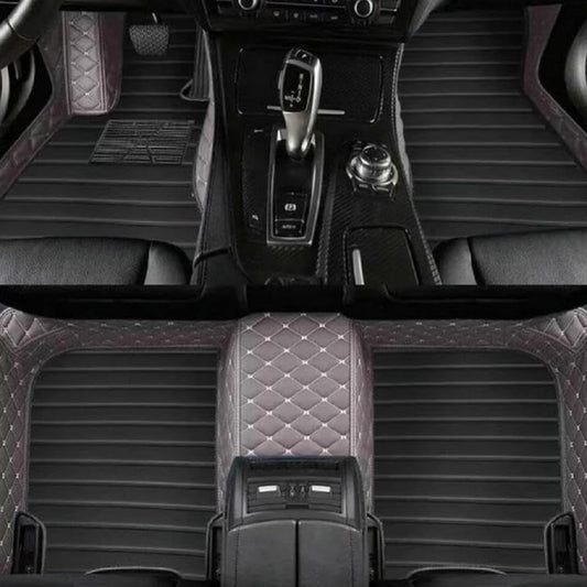 Customized Personalized car Floor mats, All-Weather Luxury car Floor mats, Waterproof and Anti Slip Leather car Floor mat Lining, 95% Customized car, Truck, and SUV Floor mats (Edge Gray)