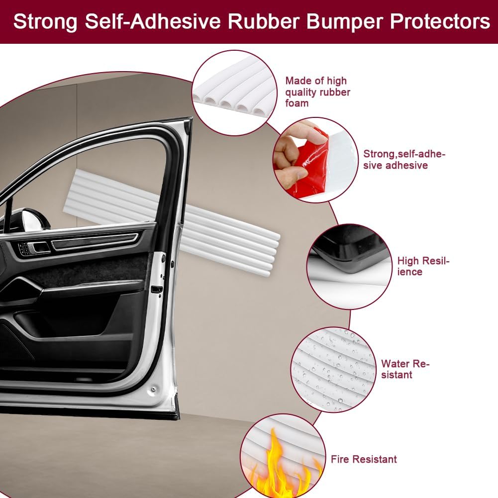 Garage Wall Protector, zxbaers Strong Self-Adhesive Rubber Bumper Protectors for Car SUV Doors, Anti-Scratch and Waterproof Garage Wall Strip, 2.7in x 10FT