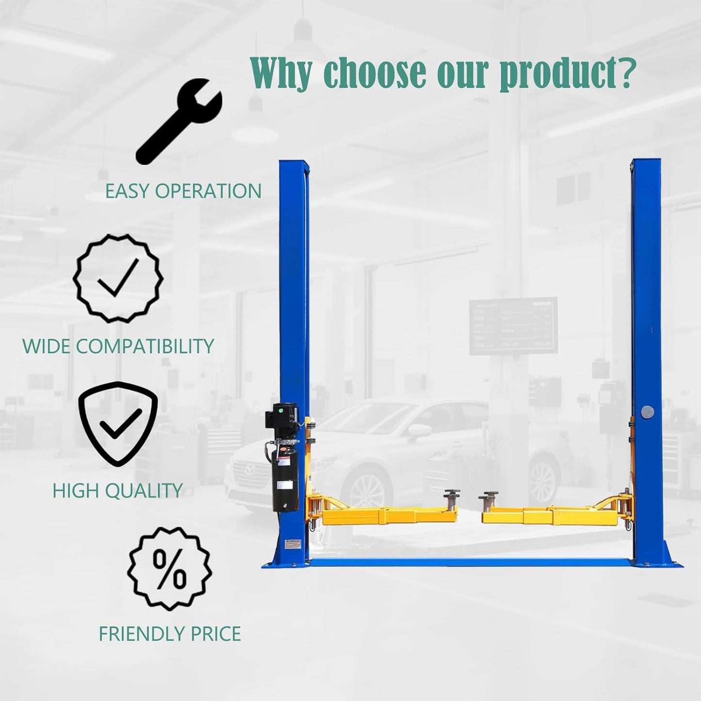 Car Lift Single/2 Post Auto Lifts, 6200/9000/10000LBS Capacity, 240V Hydraulic Truck Hoist, Heavy Duty Auto Lift with Safety Locks for Home Garage (9000LBS 2 Post, 1)