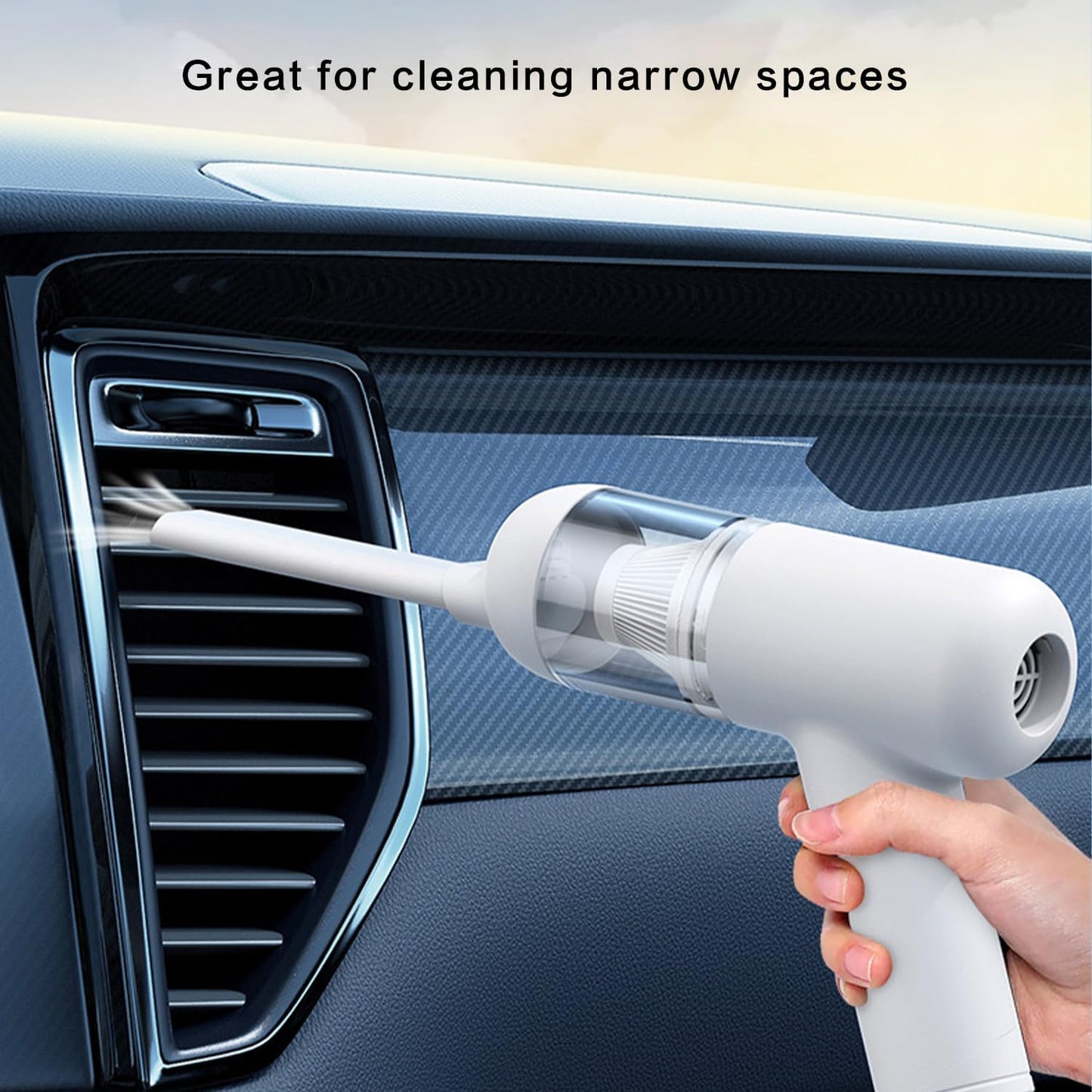 Car Vacuum Portable Handheld Vacuum Cordless Mini Cleaner Type-C Charge Rechargeable with 6000Pa Strong Suction for Home and Camping,Car, Office Desk, Keyboards, 30mins Runtime, Lightweight