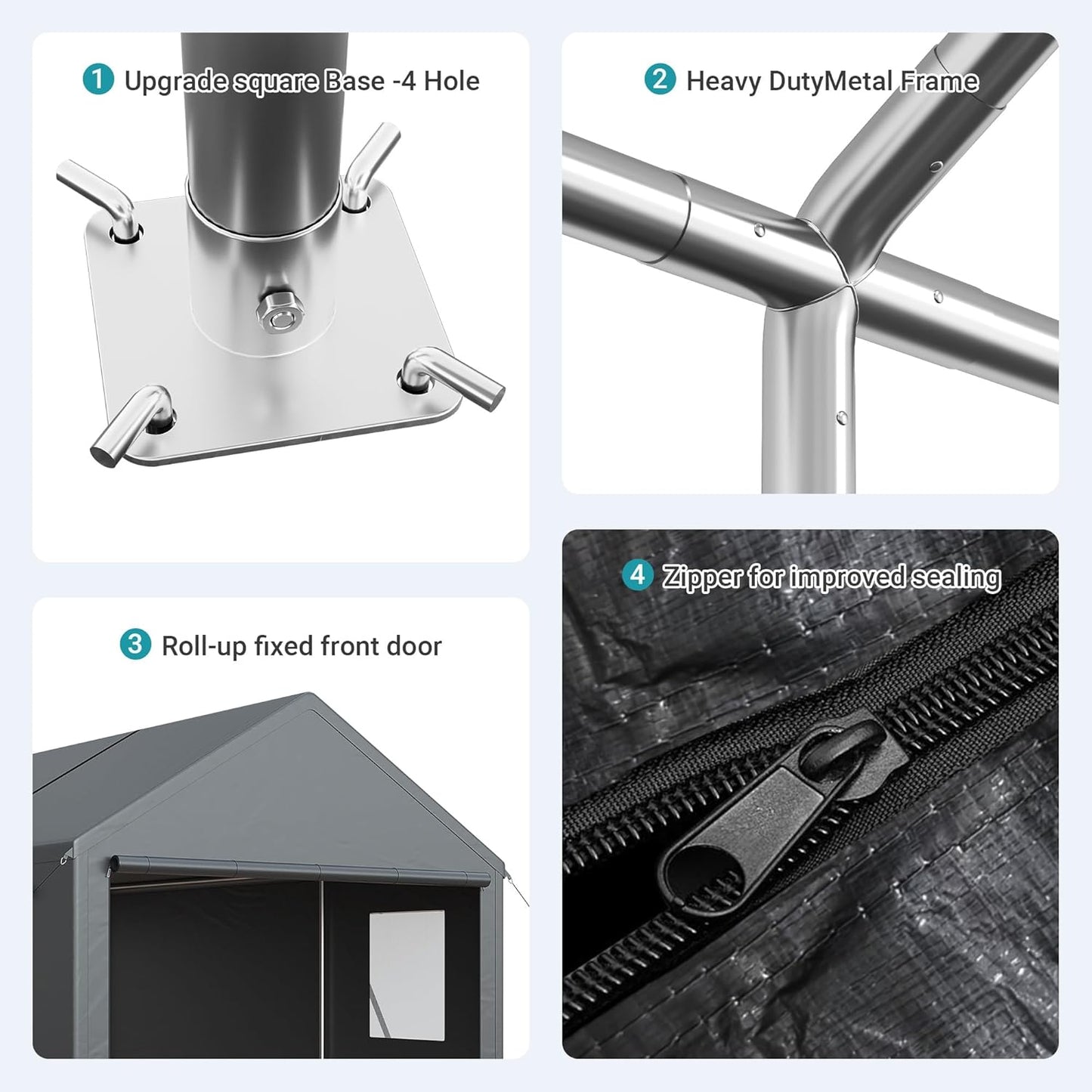 Carport, 13x25 FT Heavy Duty Car Port with Side-Opening Door & Roll-Up Windows, Outdoor Portable Garage Reinforced Four-Hole Base for Car, Truck, Boat, Motorcycle