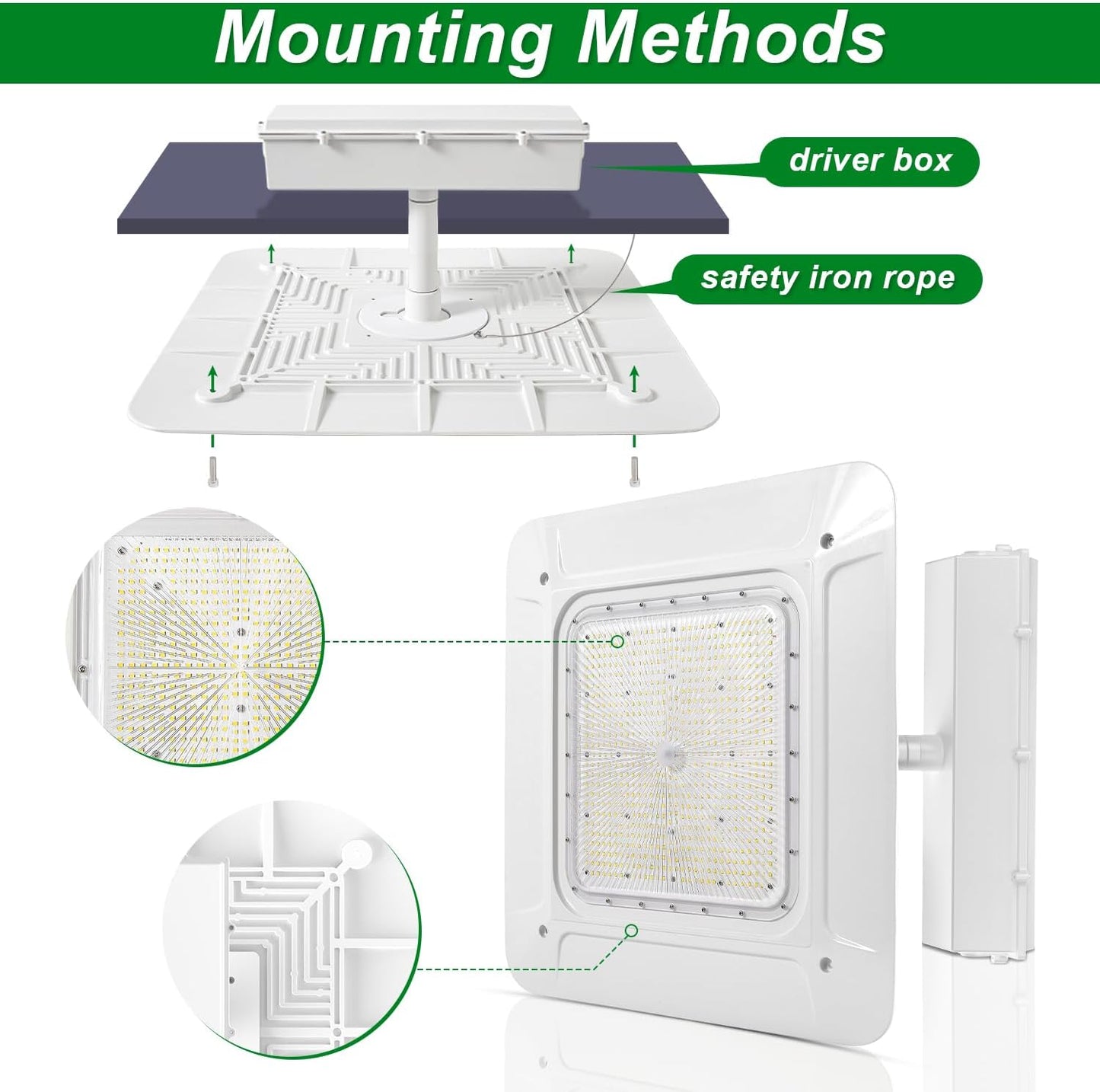 OSTEK LED Gas Station Canopy Light, 180W Carport Ceiling Light 5700K, Outdoor Rated (600W HID/HPS Equivalent), 90-277V IP65 DLC & UL Listed (180W-1 Pack)