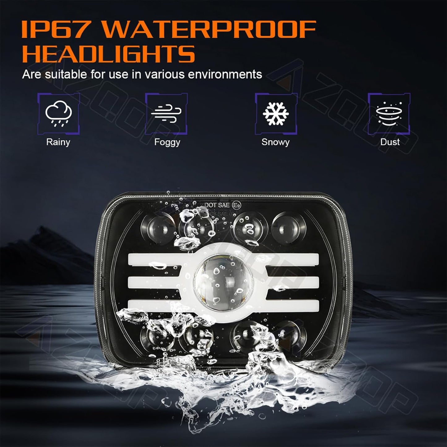 5x7 7x6 Inch LED Headlights, H6054 80W Headlights, Turn Signals, DOT Approved, High/Low Beam, DRL, Compatible with Jeep Wrangler YJ, Cherokee XJ, Chevy Express, Ford F150, Cars, Trucks, Pickups