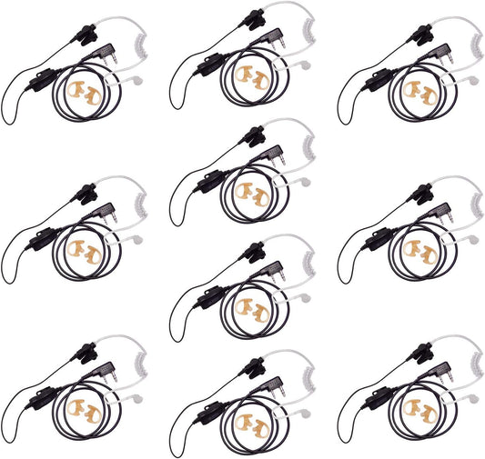 BTECH QHM07 Platinum Series Noise-Cancelling Earpiece with In-line PTT & Microphone for K1 Radios like BaoFeng, Kenwood Radios (Includes Earmolds and Earbud, 10 Pack)