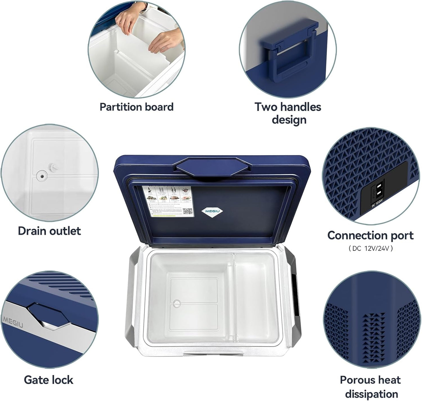 Car Fridge Portable 12V Refrigerator 32 Quart 12 Volt Freezer Compressor Cooler 12V/24V DC 110～240 V AC for Truck Van RV Camper SUV and Home Use