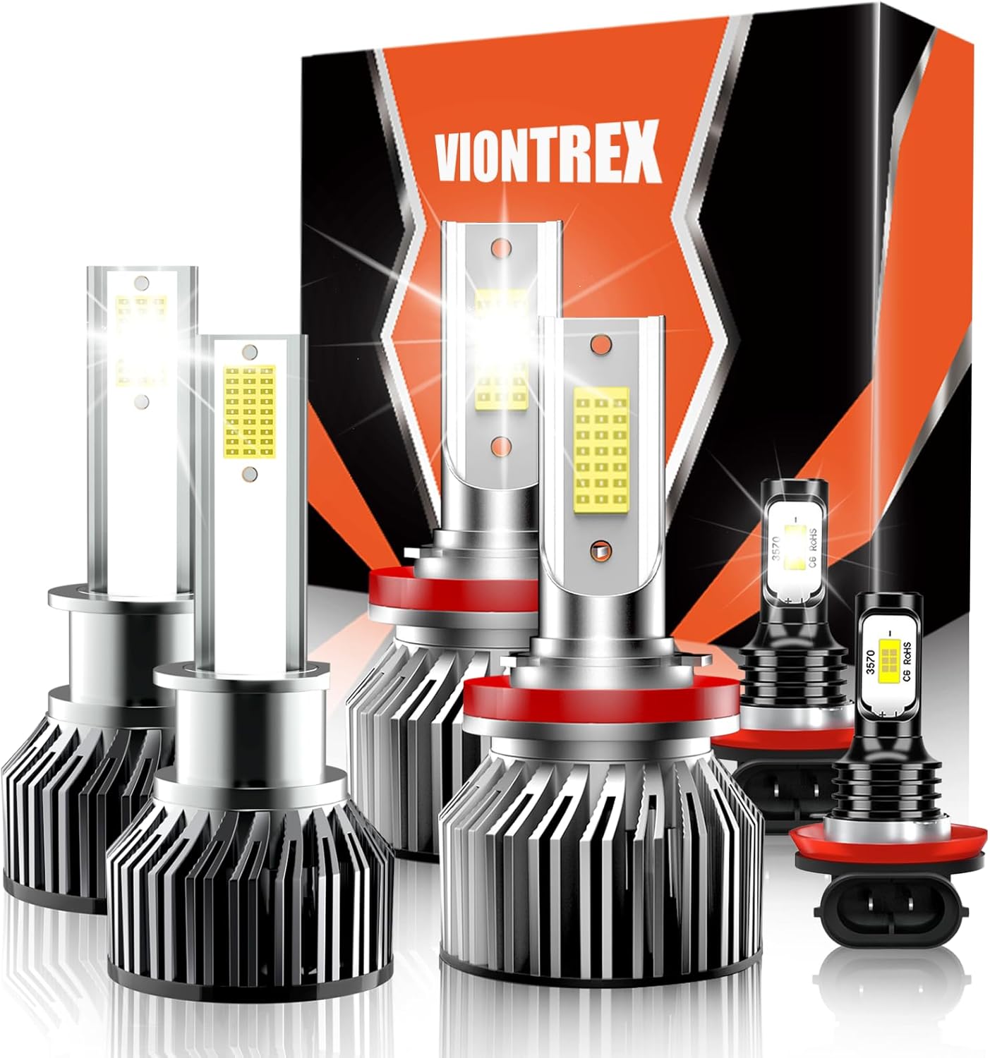 High Low Beam Fog Light Bulbs Combo Pack Fit For Ford Focus 2012 2013 2014 2015 2016 2017 2018 Driving Light Plug and Play,6500K White Car Lamp Bulb Kit,IP68 Pack of 6