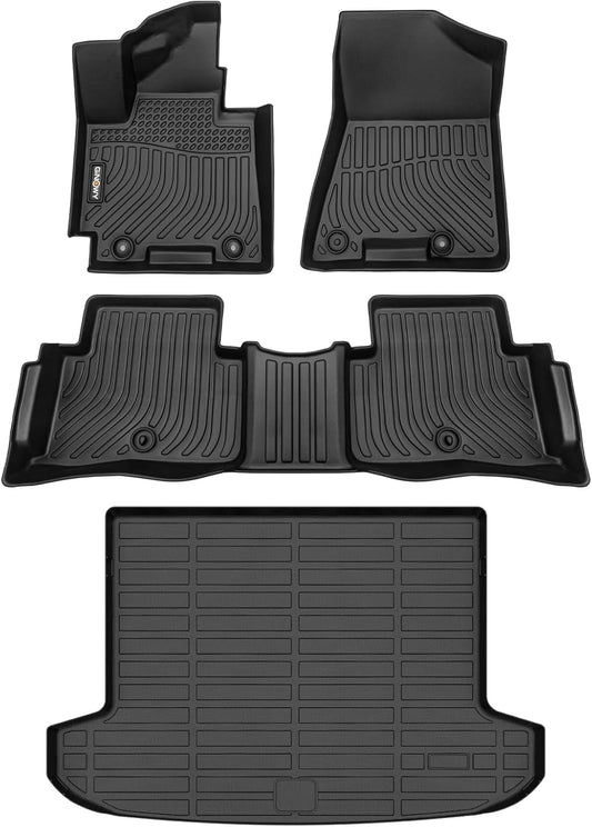 GINOWY-Floor Mats & Cargo Liner for Hyundai Tucson 2016-2021, TPE Rubber All Weather Car Mats for Tucson 2021 Non-Slip Trunk Mat Floor Liners Waterproof Custom Fit Tuscon Accessories Mats-Black