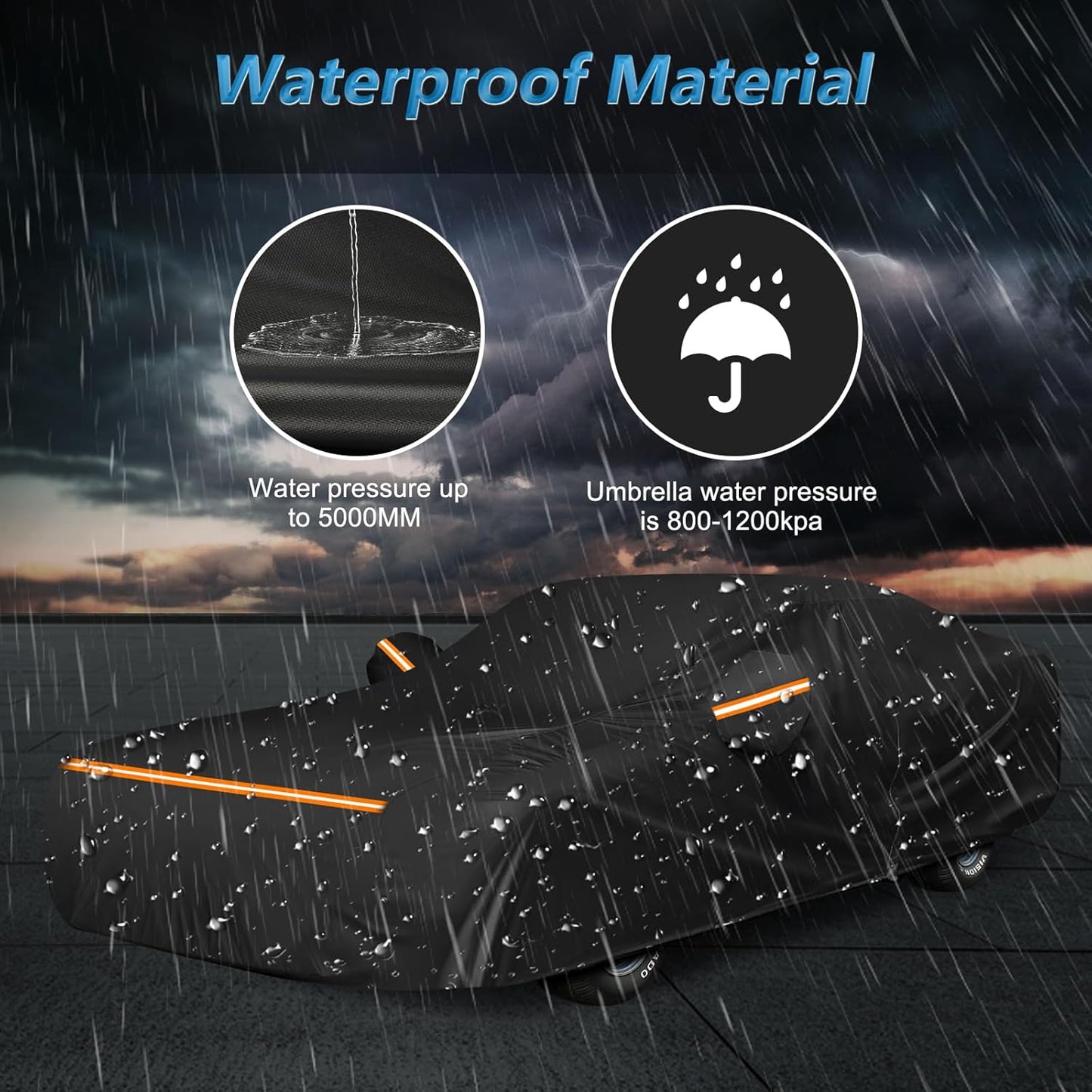 Car Cover for Dodge Charger 1968-1974, Waterproof 210D Oxford Cloth and Cotton Cover Outdoor Full Car Covers with Zipper Windproof Heavy Duty All Weather with Wind, Sun, UV and Dust Protectio